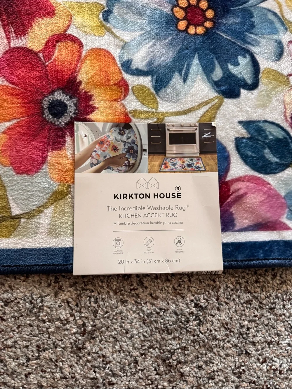 NWT KIRKTON HOUSE Washable Kitchen Mat - Green Floral